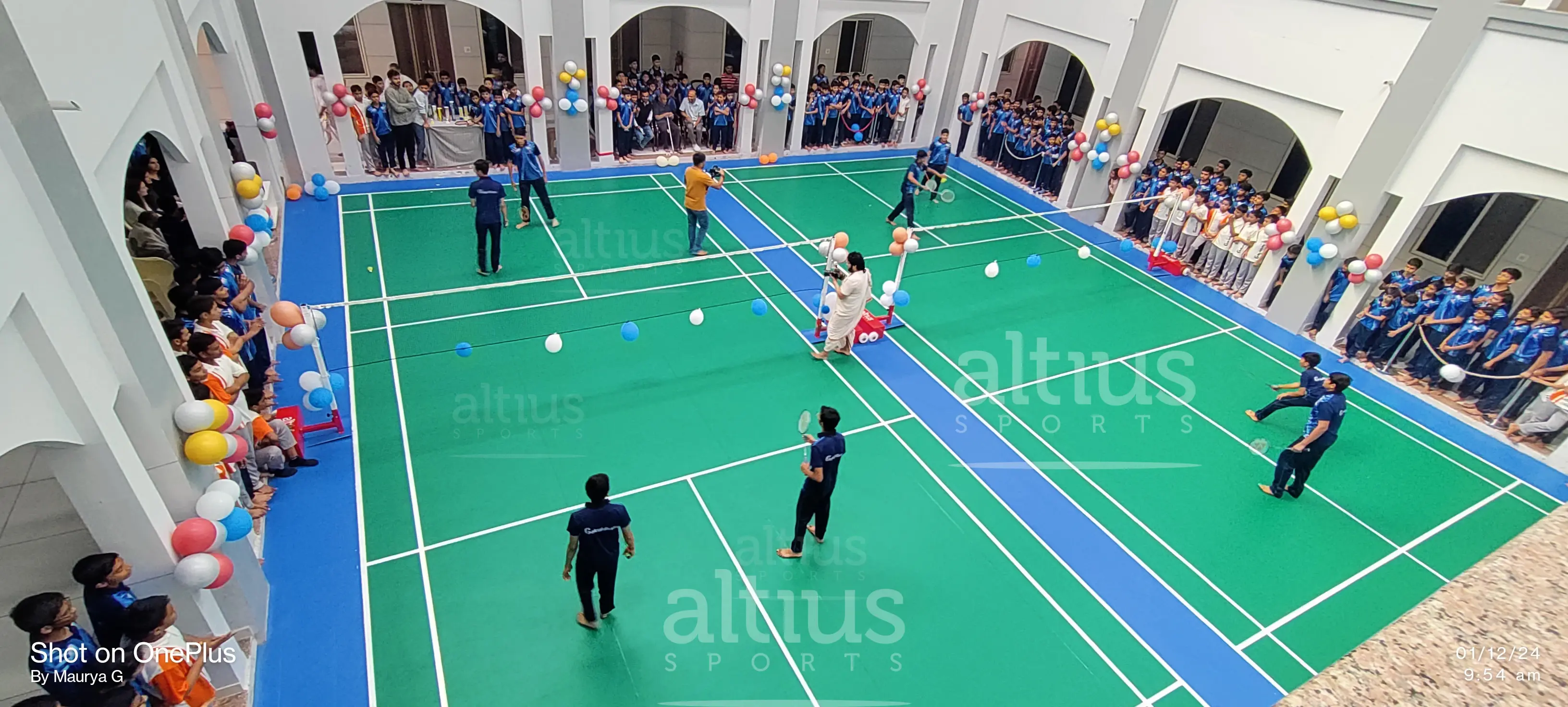 Synthetic badminton court construction